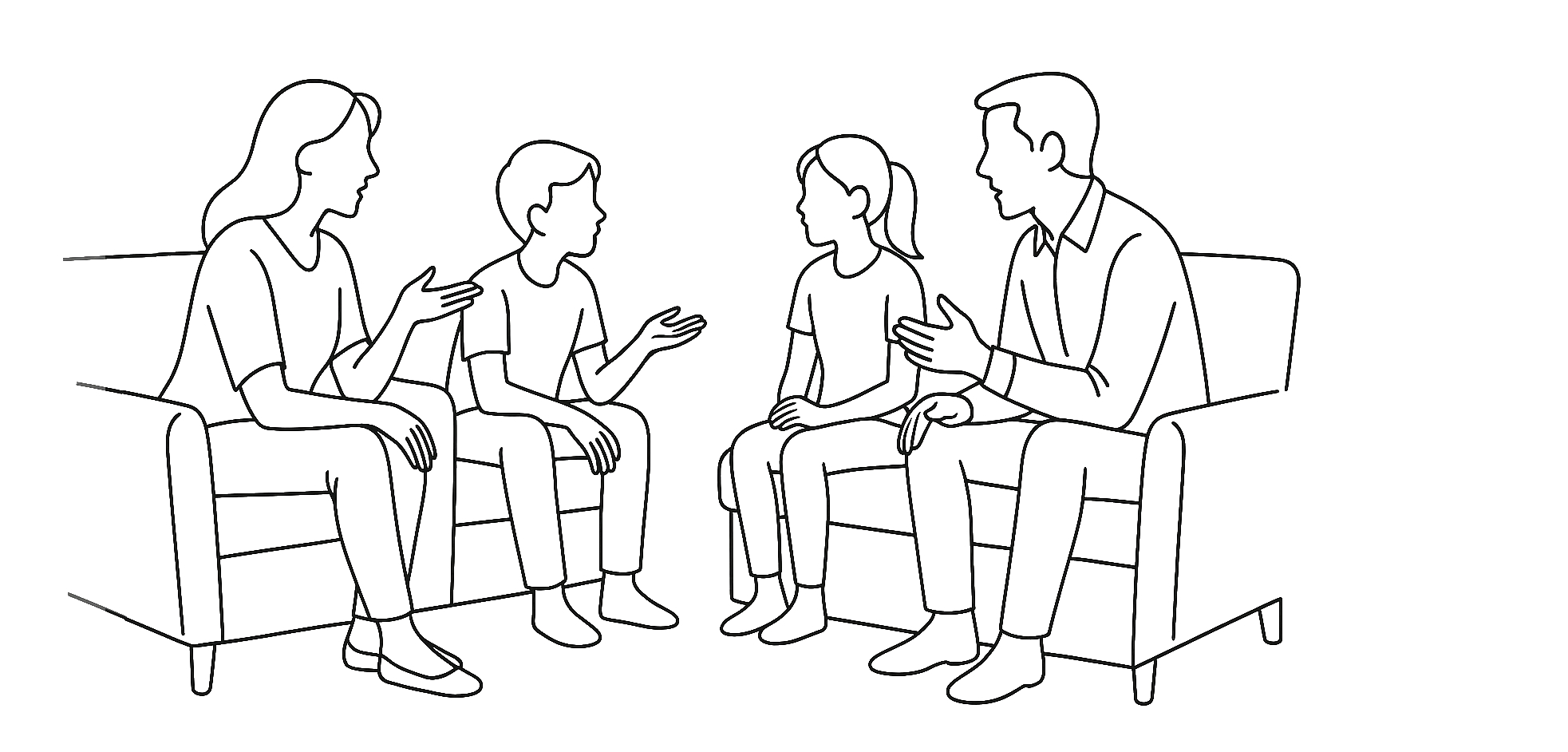 interesting family discussion line art
