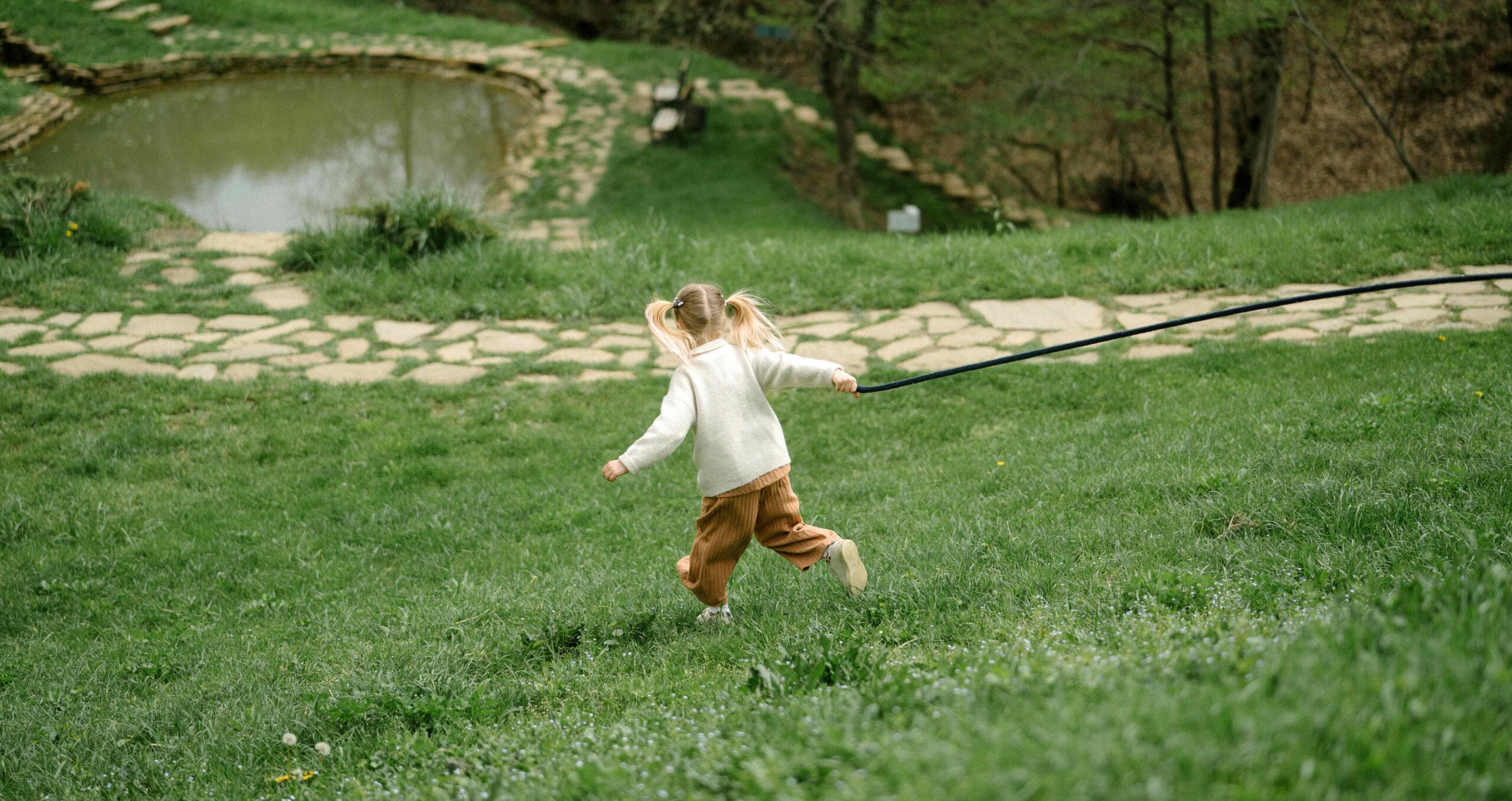 a child running outside