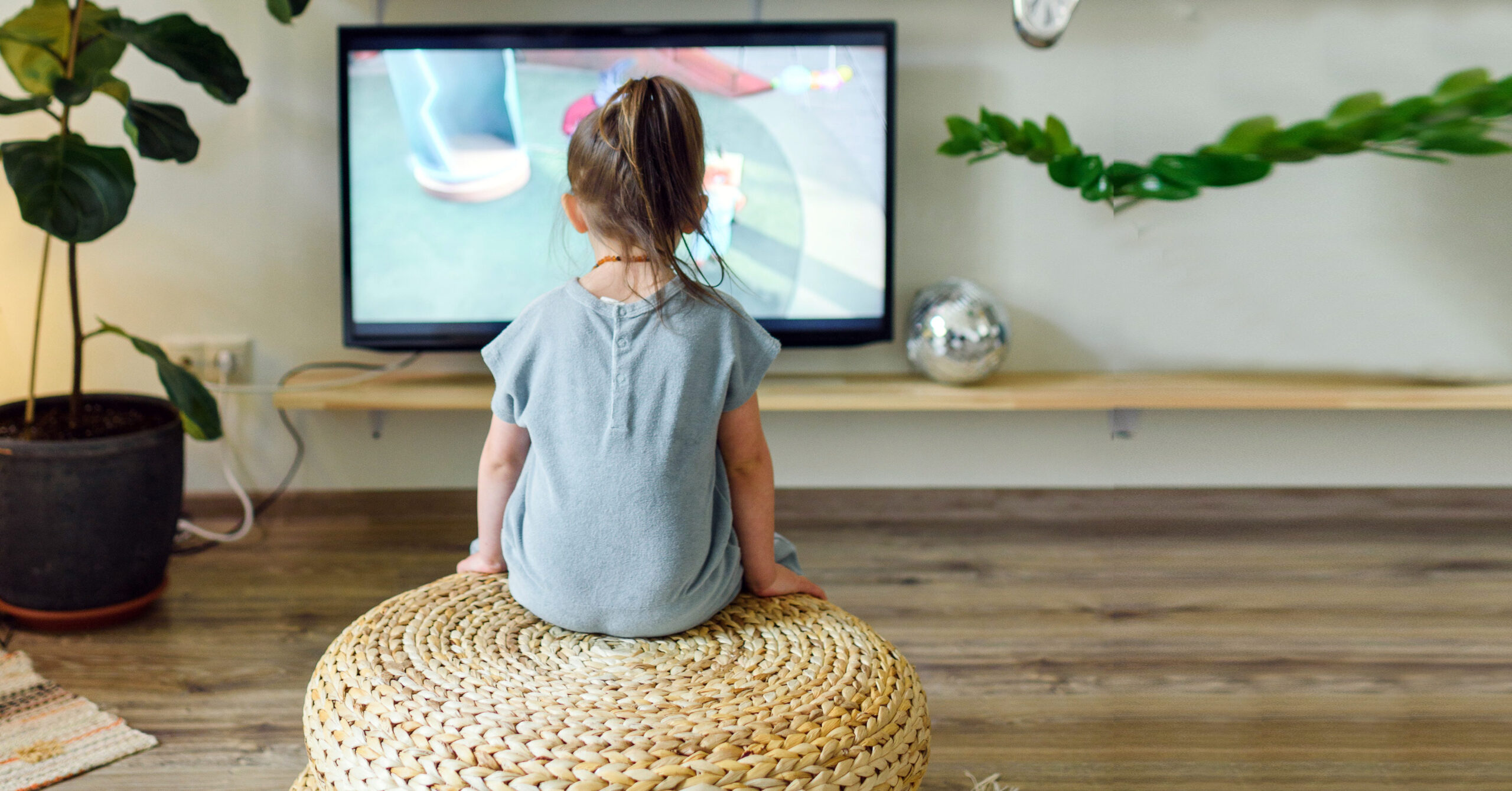 a child watching TV