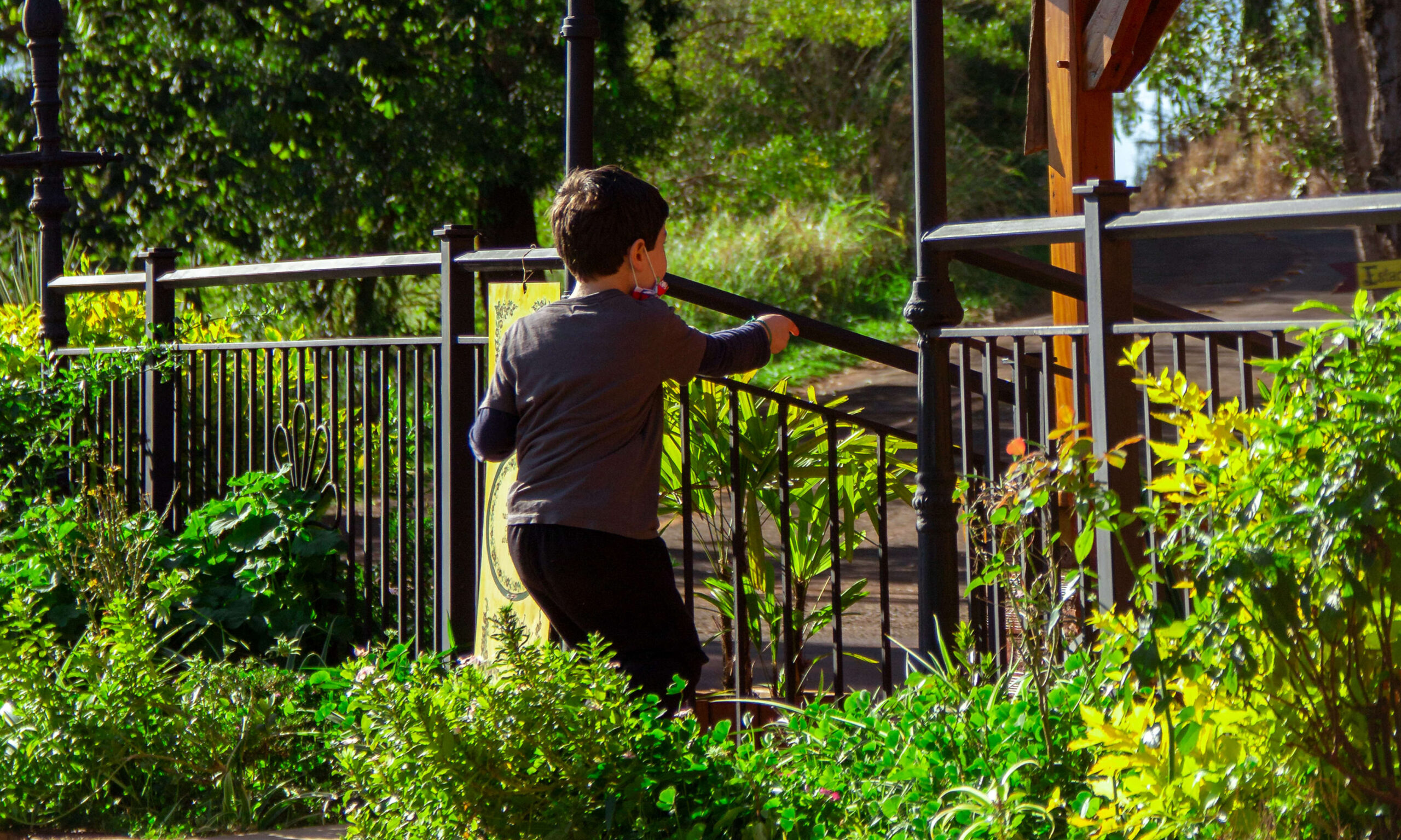 a child outside at a gate