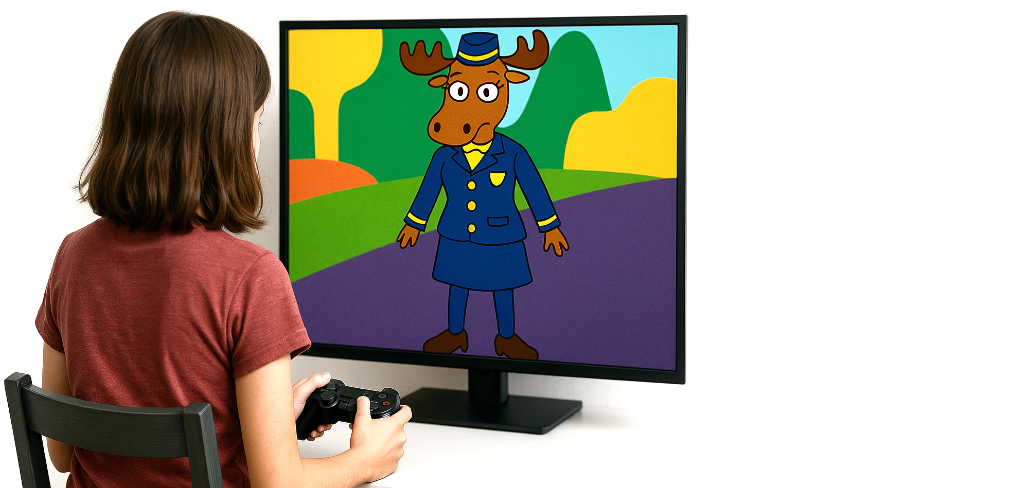 girl playing video game