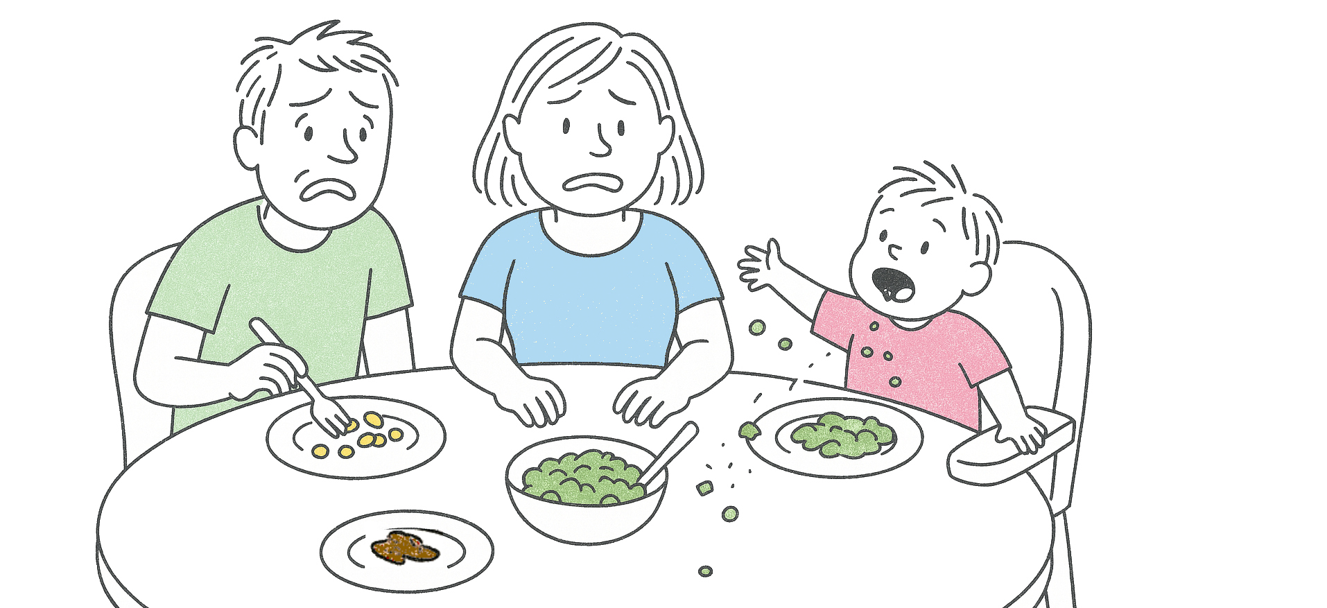 young child spitting and dropping food