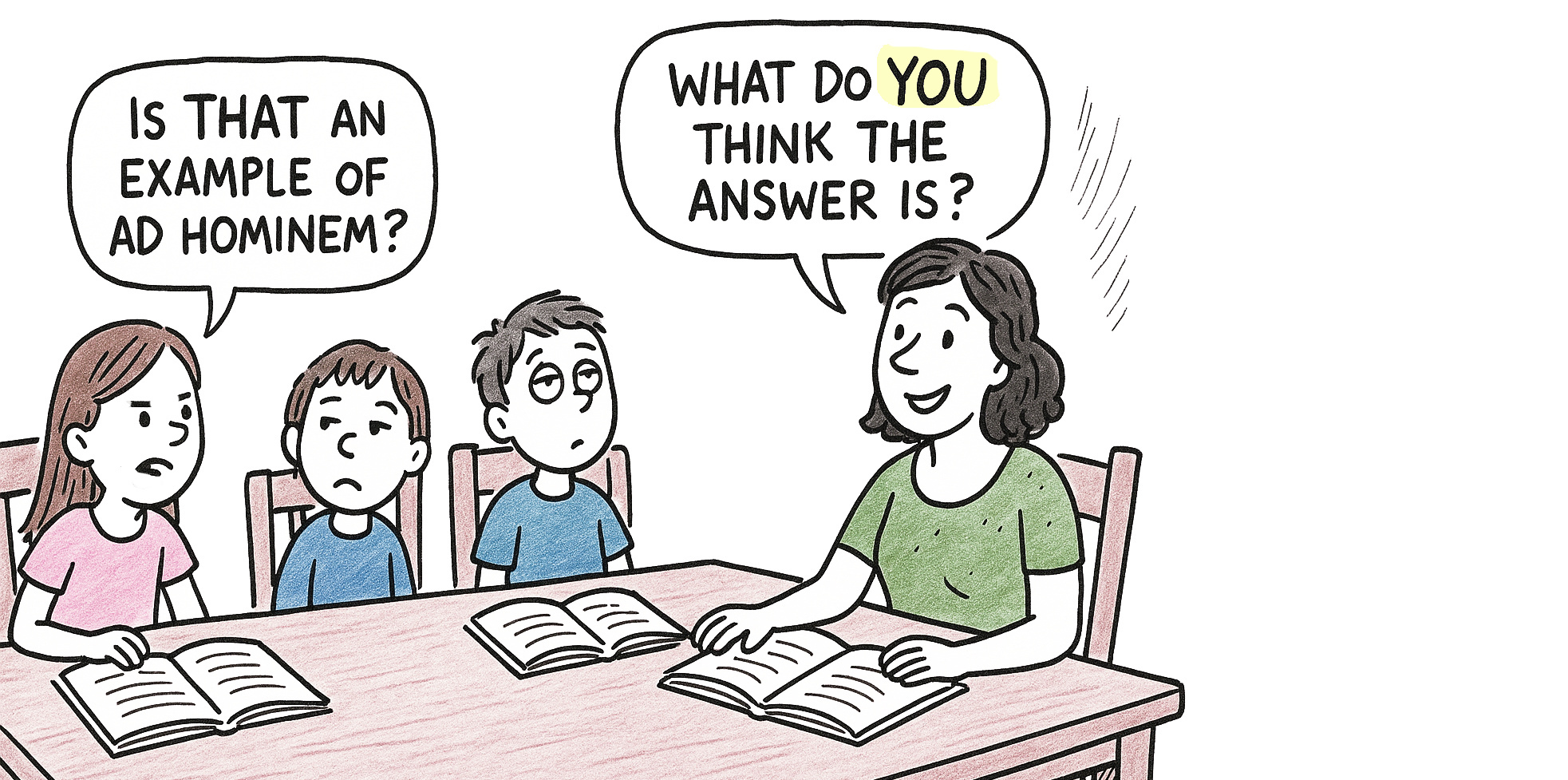 Cartoon of mother answering a child's question with a question.